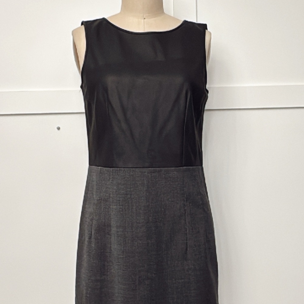 Theory Black and Gray Sheath Midi Dress